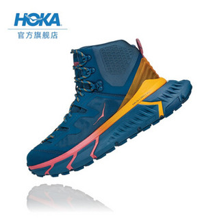 HOKA ONE ONE男女款TENNINE Hike GTX运动鞋高帮防水登山徒步鞋 摩洛哥蓝/藏红花橘-男-建议选大1码 5/220mm/W