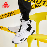 匹克（PEAK）男鞋篮球文化休闲鞋高帮魔术贴机能风时尚新潮运动鞋 DE010101 大白/黑色 40