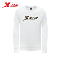 XTEP 特步 卫衣男秋季圆领LOGO套头衫运动上衣长袖男装运动服 880429920147 白色 L