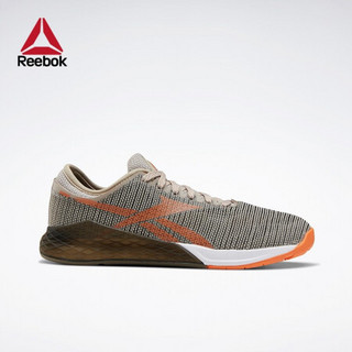 Reebok锐步男子健身鞋 NANO 9室内综合运动网面低帮训练鞋 FU6828 DV6344_浅沙土色/黑色/橙黄色 42.5