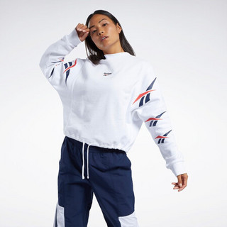 Reebok锐步经典 Logo 抽绳设计 女子长袖卫衣 FJ3236_白色 A/S