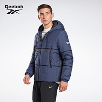 Reebok锐步运动健身男子冬季短款棉服连帽夹克 FU1676_蓝色 A/XL