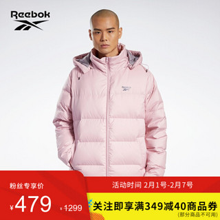 Reebok锐步官方经典男女秋冬连帽短款运动羽绒服 GF7114_粉色/灰色 A/M