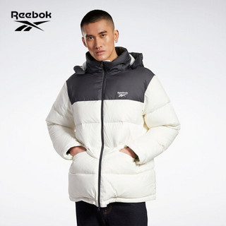 Reebok锐步官方经典男子冬季连帽短款运动羽绒服 GF7121_白色/灰色 A/L