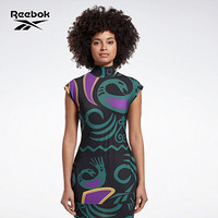 Reebok锐步 运动经典RCPM MESH DRESS AOP女子连衣裙 GF7190_黑色/绿色/紫色 A/M