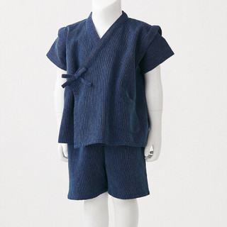 无印良品 MUJI 婴儿 华夫格编织 和式夏季短装 藏青色 80