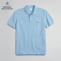 Brooks Brothers/布克兄弟男士夏新府绸棉logo款修身短袖Polo衫 4003-蓝色 S