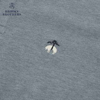 Brooks Brothers/布克兄弟男士夏新府绸棉logo款修身短袖Polo衫 4000-灰色 XS
