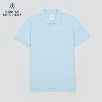 Brooks Brothers/布克兄弟男士夏新府绸棉logo款修身短袖Polo衫 4000-淡蓝色 L