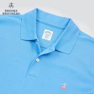 Brooks Brothers/布克兄弟男士夏新府绸棉logo款修身短袖Polo衫 4003-天蓝色 XS