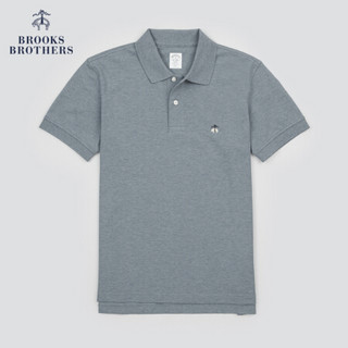 Brooks Brothers/布克兄弟男士夏新府绸棉logo款修身短袖Polo衫 4000-灰色 XS