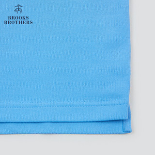 Brooks Brothers/布克兄弟男士夏新府绸棉logo款修身短袖Polo衫 4003-天蓝色 XS
