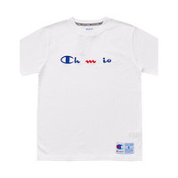 Champion 冠军2021新款情侣款男女刺绣草写大Logo短袖圆领T恤 C3-R305-1 白色 S