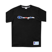  Champion2021新款情侣款男女刺绣草写大Logo短袖圆领T恤 C3-R305-1 黑色 M