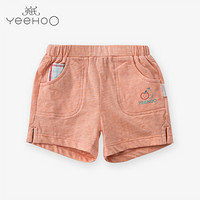 英氏男童裤子夏季 婴儿裤男宝宝短裤纯棉休闲裤 162315 90cm 橙色