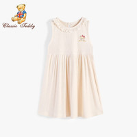 精典泰迪Classic Teddy童装女童连衣裙女孩夏季无袖裙子女宝宝公主淑中小童背心裙2021新款 领口小蝴蝶结白色 140