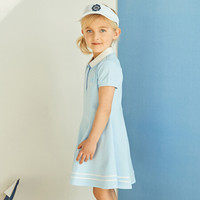戴维贝拉kids女童连衣裙儿童裙子2021新款夏装中大童公主裙POLO裙 浅蓝色 120cm(建议身高110-120cm)
