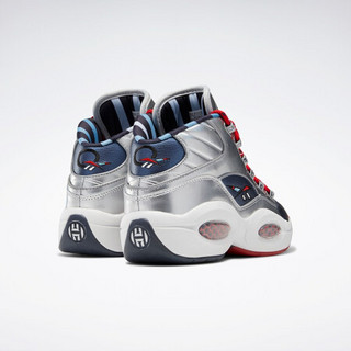 Reebok 锐步 Question Mid Iverson Harden三方联名款 中性篮球鞋 FZ1366 金属银/白色 36.5