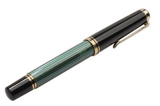 Pelikan 百利金 Souveran M400 钢笔 14K金F尖 F Plume 黑色/绿色