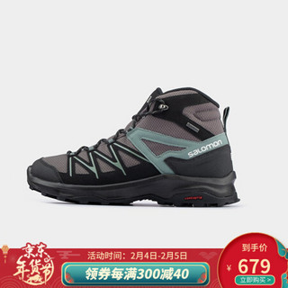 萨洛蒙（Salomon）男款 户外运动稳定防水透气中帮登山徒步鞋 DAINTREE MID GTX 磁铁灰 412312 UK8.5(42 2/3)