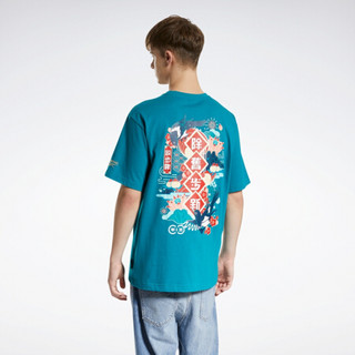 Reebok 锐步 CL NEW YEAR MAGPIE TEE 中性运动T恤 GV0233 湖蓝色 XL