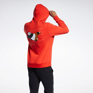 Reebok锐步 新年中国红运动经典KFP HOODIE功夫熊猫男女连帽卫衣 H18402_红色 A/S