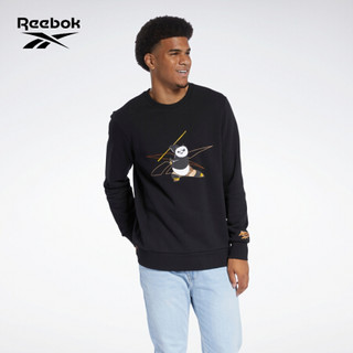 Reebok锐步 新年运动经典KFP CREW功夫熊猫男女长袖T恤套头衫 H18409_黑色 A/M