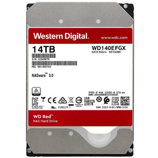 Western Digital 西部数据 红盘Plus系列 3.5英寸 NAS硬盘 14TB (CMR、7200rpm、256MB) WD140EFGX