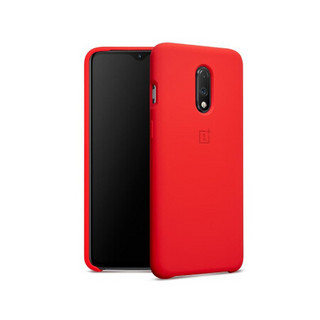 爱否一加7液态硅胶壳OnePlus 7T磨砂岩半包手机壳尼龙全包保护套 一加7T 硅胶保护壳 红色