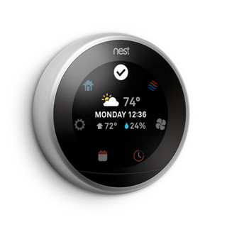 Nest 恒温器第三代 家用恒温控制器WiFi连接 手机平板远程遥控（不含安装技术支持） Stainless Steel