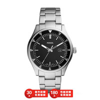 Fossil 银色男士石英腕表 黑色表盘 日期显示 44mm