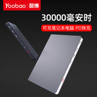 羽博（Yoobao）30000毫安时充电宝双向快充PD超薄大容量聚合物移动电源适用苹果小米华为笔记本 太空灰