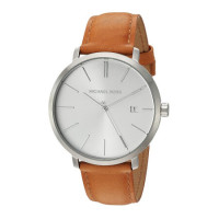 Michael Kors（MK）MK8776 男士石英手表 50米防水 42mm 轻便时尚 简约大气 银/棕 MK8673