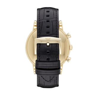 阿玛尼Emporio Armani男士计时石英腕表 休闲时尚金色46mm表盘皮革表带 AR1917