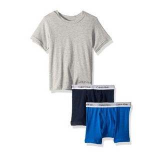 CK(Calvin Klein) Boys' Kids 男孩T恤和短裤 儿童服饰 三件套 灰色 L