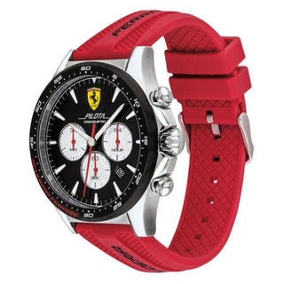 Ferrari法拉利Pilota红色硅胶运动手表三针计时男士腕表50米防水45mm Red No Size