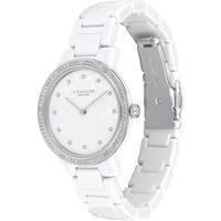 coach蔻驰女士石英机芯防水精致简约白色陶瓷手链手表35mm White ONE SIZE