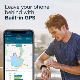 Fitbit 智能手环 内置GPS 心率游泳活动跟踪器 电池续航时间7天Charge 4 黑色 特别版