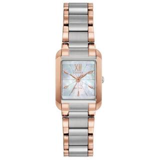 西铁城（CITIZEN）EW5556-52D女士防水石英太阳能双色长方形不锈钢手链手表22mm Two Tone ONE SIZE