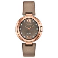 西铁城（CITIZEN）EX1513-00Y女士防水石英镶钻装饰棕色皮革表带手表34mm Brown ONE SIZE