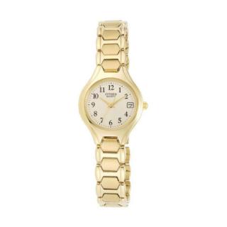 CITIZEN EU2252-56P女士防水石英日期显示金色不锈钢手链手表23mm