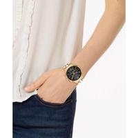 Michael Kors 女士MK6712防水石英黑色多功能表盘金色不锈钢手链手表44mm Gold ONE SIZE MK6712