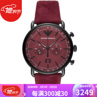 Emporio Armani阿玛尼Burgundy男士石英腕表红色皮带计时43mm AR11265 Burgundy ONE SIZE