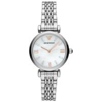 Emporio Armani阿玛尼女士石英腕表不锈钢表带水晶珍珠贝母表盘32mm AR11204A Silver ONE SIZE