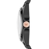 Emporio Armani阿玛尼男士三针石英计时手表黑色陶瓷表带商务简约40mm Black ONE SIZE