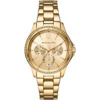 Michael Kors 女士Riley系列防水三针石英金色水晶镶嵌不锈钢手链手表39mm Gold ONE SIZE