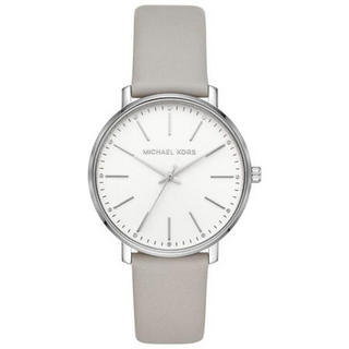 Michael Kors 女士Pyper系列防水石英简约灰色皮革表带手表38mm MK2797 Gray/White 38mm