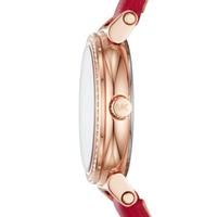 Michael Kors 女士小巧Sofie系列防水石英红色皮革表带手表26mm MK2850 Red ONE SIZE