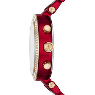 Michael Kors 女士防水石英水晶装饰红色不锈钢手链手表39mm MK6805 Red ONE SIZE