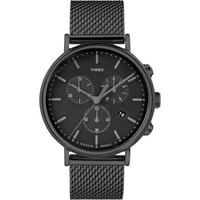 天美时(TIMEX)男士Fairfield系列商务简约黑色不锈钢网状表带手表41mm Black ONE SIZE